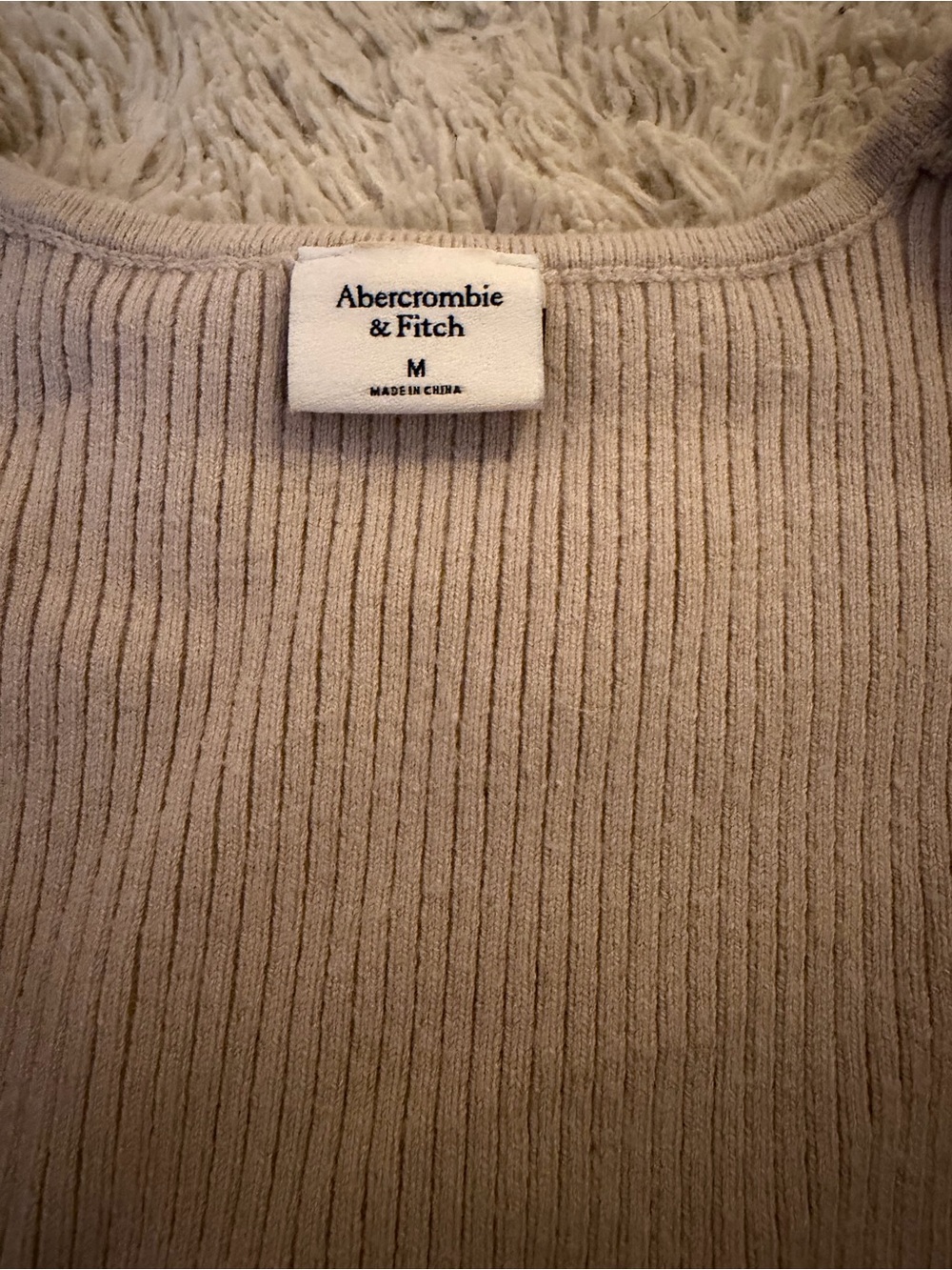 Abercrombie & Fitch Ribbed Sweater in Light Beige